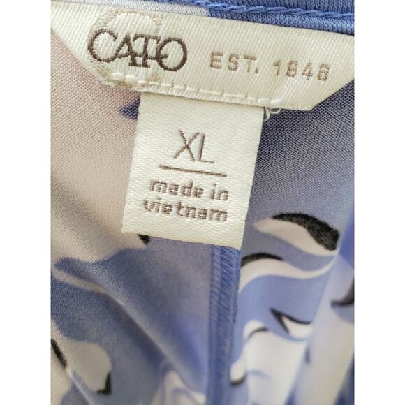 Cato Womens Blue Floral Polyester Ruched Cold Shoulder V Neck Top Blouse Size XL - Picture 8 of 12